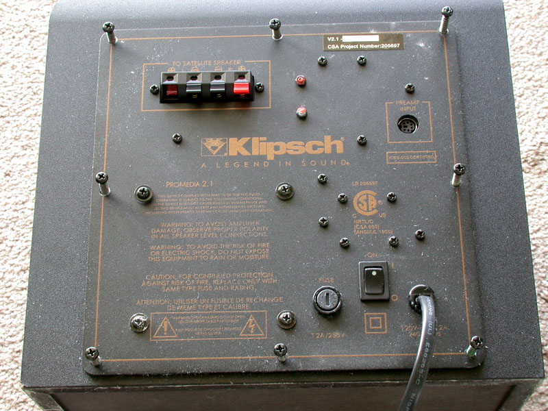 klipsch subwoofer fuse